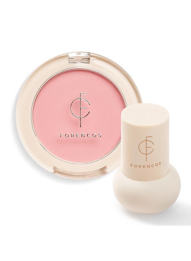 Forencos Forencos Matte Pink Blush Set (Puff Included), Long Lasting Korean Blush Power, Zero Sebum Shine, Flawless Finish, Easy Blending, Lightweight & No Cakey Residue (FLOUR PINK)  - Image 1