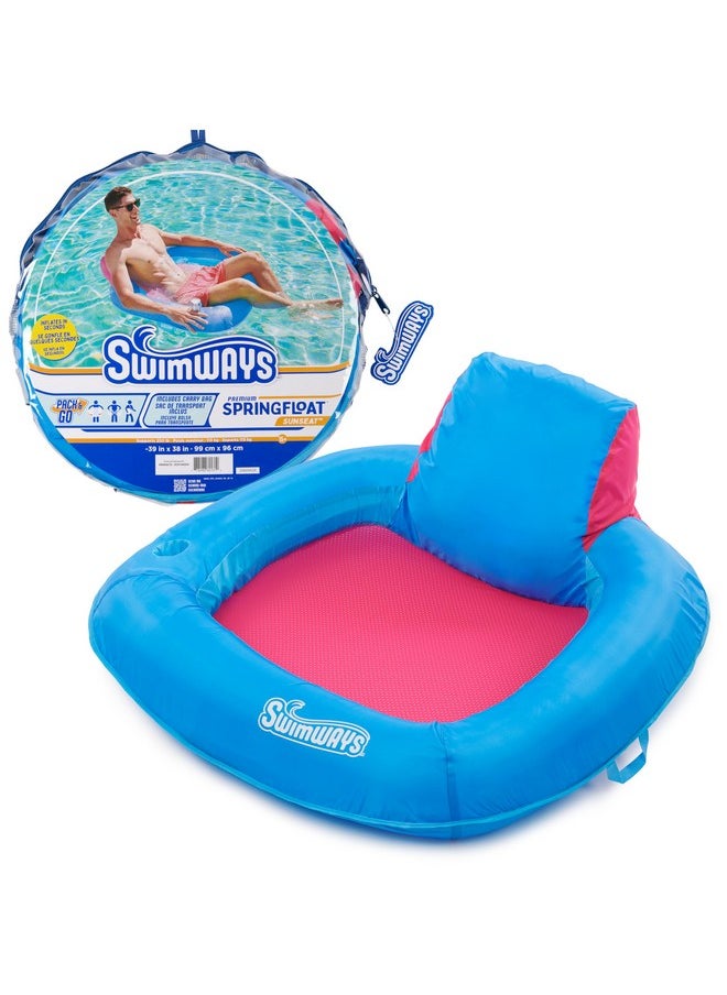 SwimWays - SwimWays Spring Float Premium SunSeat Pool Chairs for Swimming Pool, Inflatable Pool Floats Adult with Fast Inflation for Ages 15 & Up - Image 1