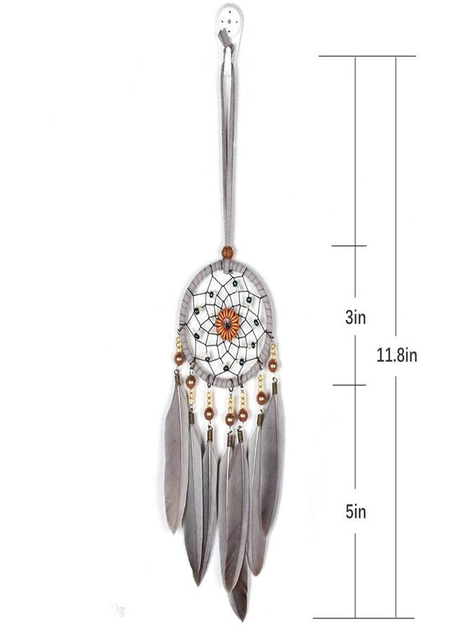 SPANICE Feather Dream Catcher Car Interior Rearview Pendant, Feather Dream Catchers Car Charm for Car Wall Bedroom Hanging Decorations(Style 1 - Grey) - Image 4