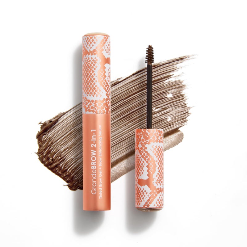 Grande Cosmetics Grande Cosmetics 2in1 Tinted Brow Gel  Brow Enhancing Serum Thick  Darker Brows Shape  Fill Brows Effortlessly Medium Travel Size