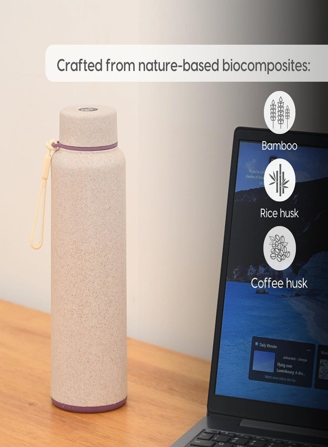 Eha Earth Friendly Hydralife Insulated Water Bottle for Office & Schools | 600 ml Stainless Steel Water Bottle for Kids & Adults Made with Rice Husk | Bottle for Men, Women | Leak Proof | 1 Unit - Image 4