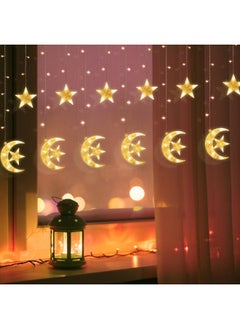 GGEROU Ramadan Window Lights 3.5M LED Stars Moon Curtain Lights Ramadan String Fairy Lights with USB+Battery-Powered and 8 Flashing Modes for Ramadan, Christmas, Wedding Decoration  - Image 4
