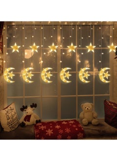 Ramadan Window Lights 3.5M LED Stars Moon Curtain Lights Ramadan String Fairy Lights with USB+Battery-Powered and 8 Flashing Modes for Ramadan, Christmas, Wedding Decoration - pzsku/Z830E6DAB544DCCA2903BZ/45/_/1737007834/894c4ad5-3d90-47e6-84e9-c80459e8a44d