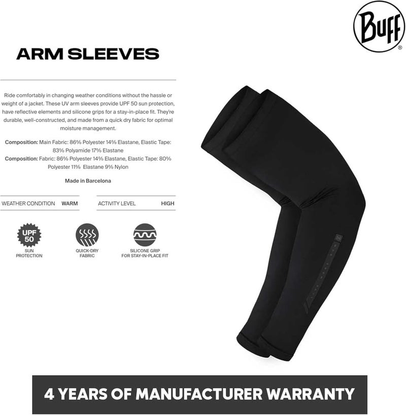 BUFF Unisex Arm Sleeves Solid Black - XL - Image 4