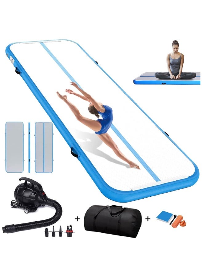 LIODUX Inflatable Air Tumbling Mat Gymnastics Tumble Track with Air Pump & Storage Bag, 10 CM Thickness Air Mats for Home Use, Water Yoga, Training, Cheerleading - Image 1