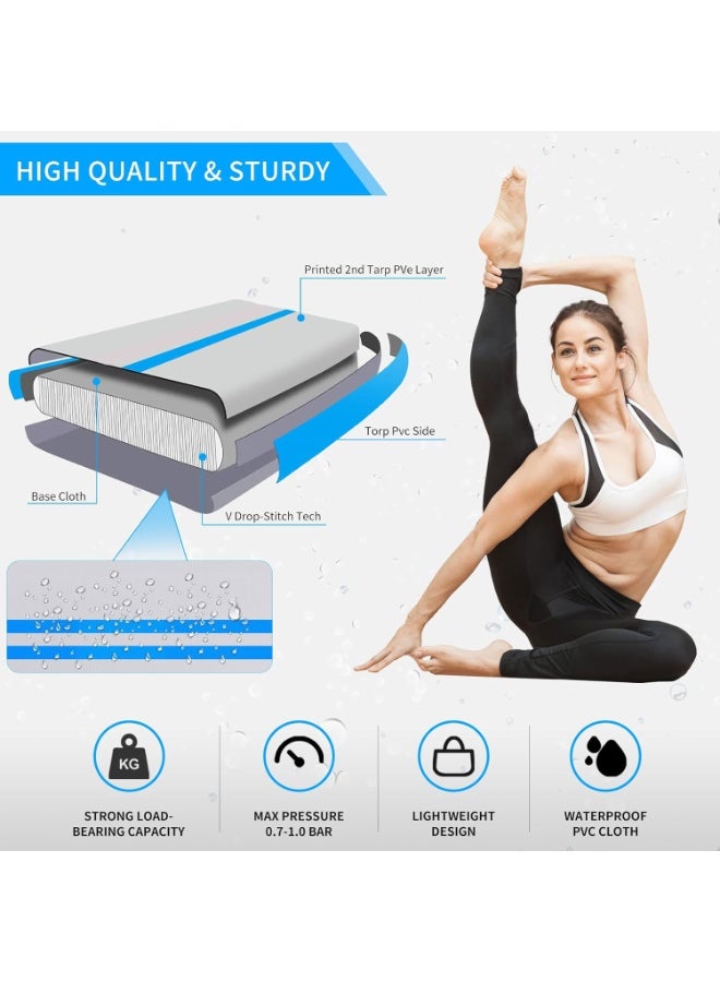 LIODUX Inflatable Air Tumbling Mat Gymnastics Tumble Track with Air Pump & Storage Bag, 10 CM Thickness Air Mats for Home Use, Water Yoga, Training, Cheerleading - Image 2