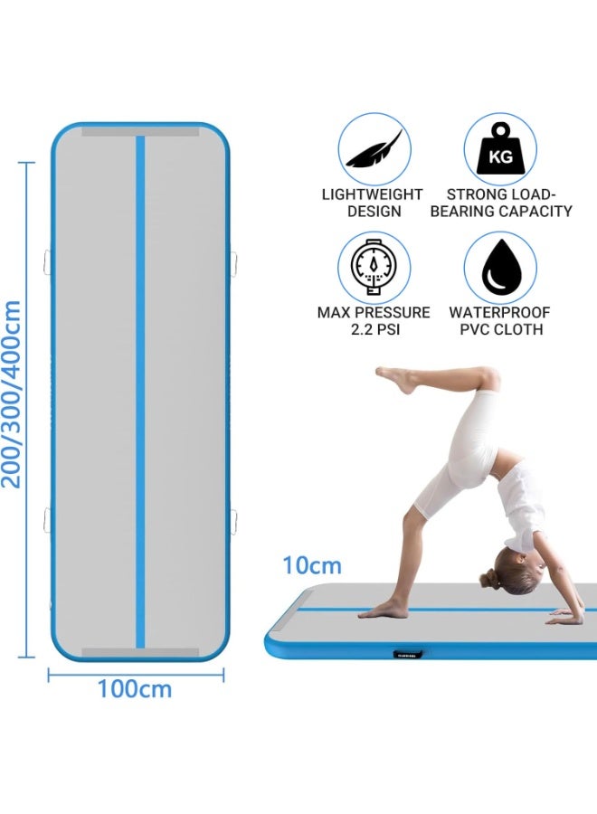 LIODUX Inflatable Air Tumbling Mat Gymnastics Tumble Track with Air Pump & Storage Bag, 10 CM Thickness Air Mats for Home Use, Water Yoga, Training, Cheerleading - Image 3