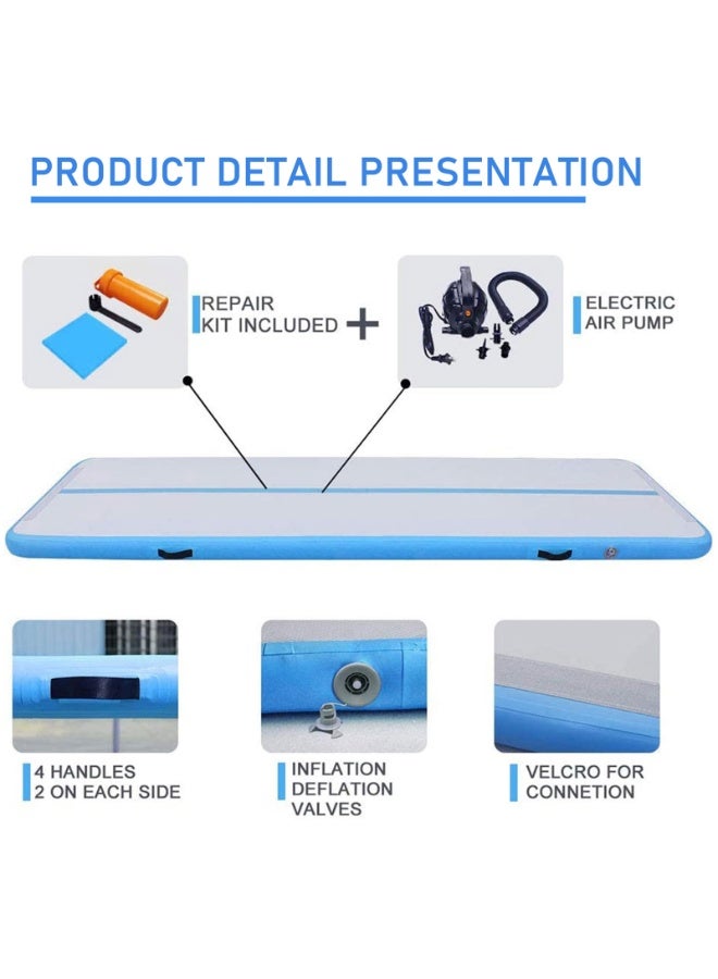LIODUX Inflatable Air Tumbling Mat Gymnastics Tumble Track with Air Pump & Storage Bag, 10 CM Thickness Air Mats for Home Use, Water Yoga, Training, Cheerleading - Image 4