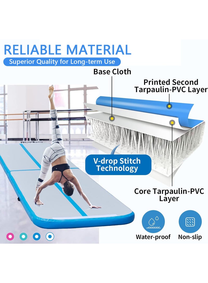 LIODUX Inflatable Air Tumbling Mat Gymnastics Tumble Track with Air Pump & Storage Bag, 10 CM Thickness Air Mats for Home Use, Water Yoga, Training, Cheerleading - Image 5