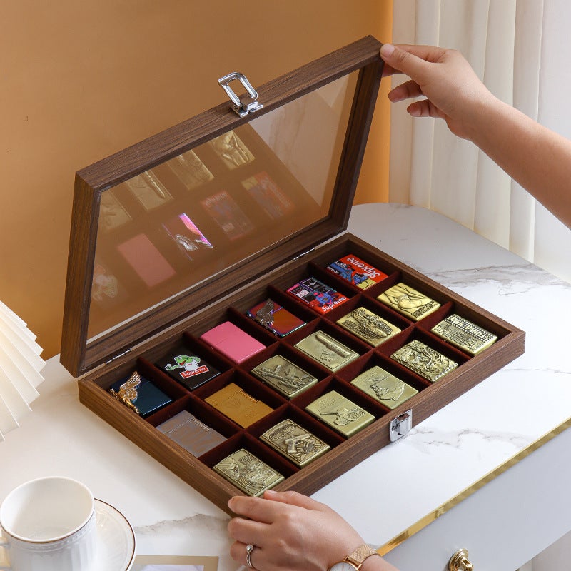 Lighter Storage Box Windproof Lighter Display Stand Collection Box Exhibition Display Transparent With Cover Dustproof Large Capacity - Image 3