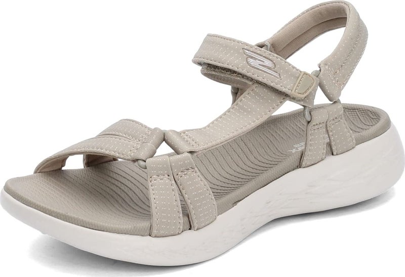 Skechers Womens On-the-go 600 - Brillancy Sport Sandal, Beige/White, 6 Wide US - Image 1