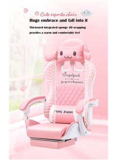 Arabest Gaming Chair, Computer Chair, Home Reclining Dormitory Chair, Cartoon Swivel Chair, Comfortable Sedentary Office Chair, Ergonomic Chair (pink)  - Image 4