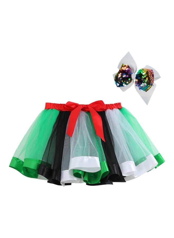 Daddy's Angel UAE National Day Tutu Skirt with Matching Hair Bow – Girls UAE Flag Outfit | Red, Green, White & Black | Kids National Day Costume - Image 2