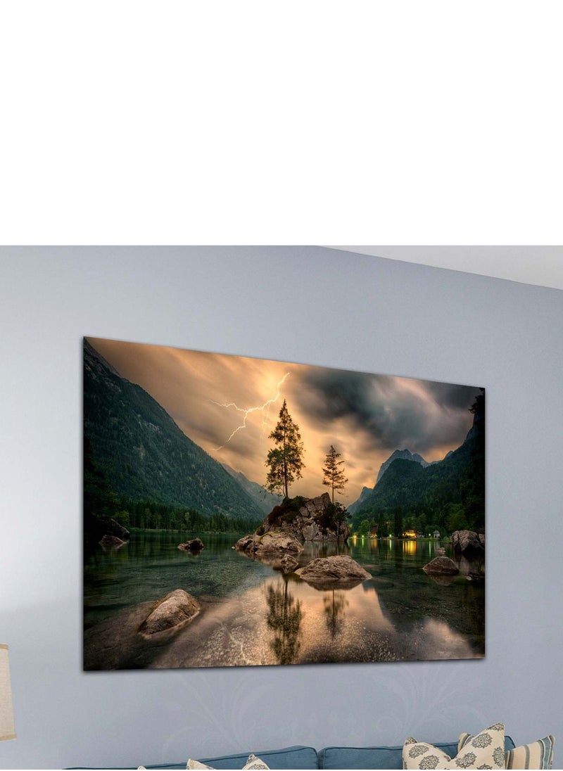 Droplyte Green Mountains Reflection in Sea Decorative Wall Art Wall Decor Card Board MDF Home Decor  For Drawing Room, Living Room, Bedroom, Kitchen or Office  60CM x 40CM  - Image 2