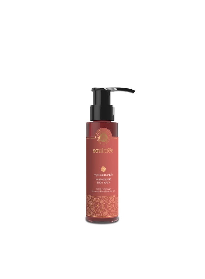 SoulTree Mystical Manjula Harmonising Body Wash, 100ml | 100% Ayurvedic Ingredients with Mountain Rose & Pure Essential Oils | Hydrating, Soothing & Skin-Balancing Body Cleanser | Free from Parabens, Silicones & Synthetic Fragrances - Image 1