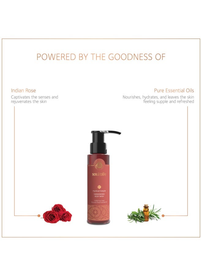 SoulTree Mystical Manjula Harmonising Body Wash, 100ml | 100% Ayurvedic Ingredients with Mountain Rose & Pure Essential Oils | Hydrating, Soothing & Skin-Balancing Body Cleanser | Free from Parabens, Silicones & Synthetic Fragrances - Image 4