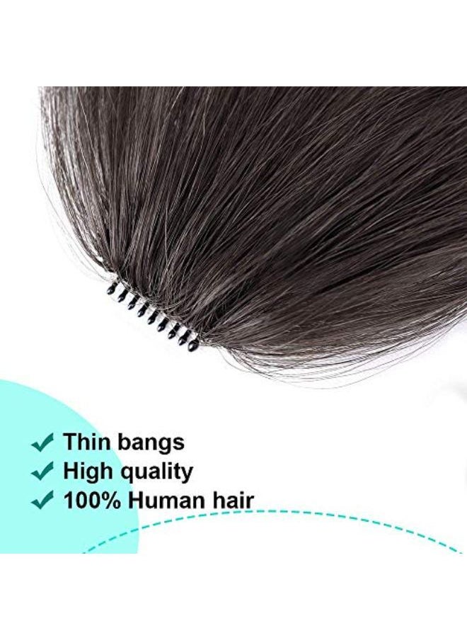STAR WORK - Bangs Hair Clip In Bangs Human Hair Wispy Bangs Fringe With Temples Hairpieces For Women Clip On Air Bangs Flat Neat Bangs Hair Extension For(Bang) - Image 1
