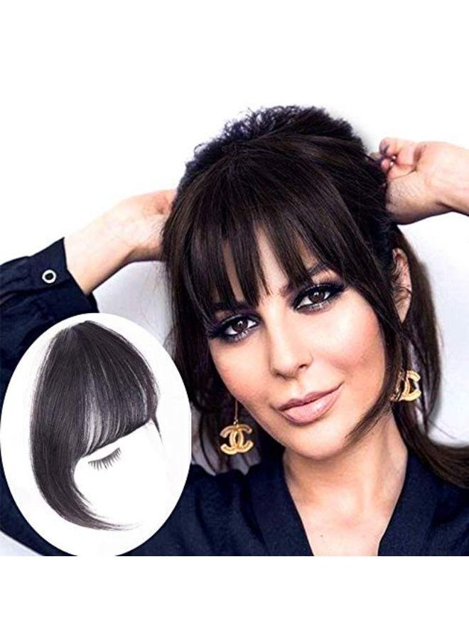 STAR WORK - Bangs Hair Clip In Bangs Human Hair Wispy Bangs Fringe With Temples Hairpieces For Women Clip On Air Bangs Flat Neat Bangs Hair Extension For(Bang) - Image 1