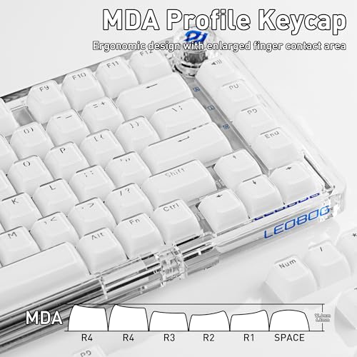 GEKUCAP White Clear keycaps 135 Keys, Crystal Jelly Keycaps MDA Profile, Cute Shine Through Custom Keycap Set for 61/68/84/87/98/100 Cherry Gateron MX Mechanical Keyboard - Image 4