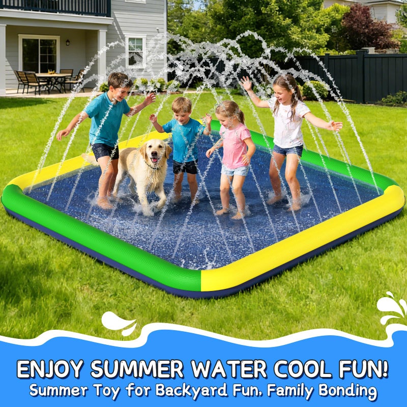 EPN Splash Pad for Kids & Dogs, EPN 140"-100" Extra Large Non-Slip Sprinkler Splash Pad, Thickened 0.5mm PVC Water Play Mat, Outdoor Water Toy for Backyard Summer Fun, Ideal for Toddlers 3+ Boys Girls - Image 3