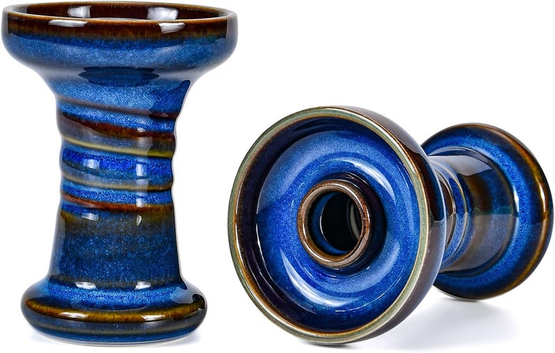 KITOSUN Hookah Bowl Phunnel Shisha Bowl - Clay Hookah Head with Glaze Great for Dark Leaf Black Shisha Flavors Such as Tangiers,Lavoo,Darkside 10-13 Grams 1 Hour Smoking Session (Mercury-Denim) - Image 1