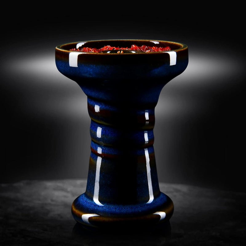 KITOSUN Hookah Bowl Phunnel Shisha Bowl - Clay Hookah Head with Glaze Great for Dark Leaf Black Shisha Flavors Such as Tangiers,Lavoo,Darkside 10-13 Grams 1 Hour Smoking Session (Mercury-Denim) - Image 4