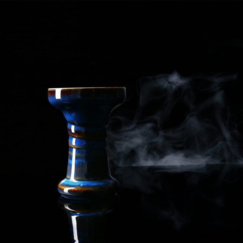 KITOSUN Hookah Bowl Phunnel Shisha Bowl - Clay Hookah Head with Glaze Great for Dark Leaf Black Shisha Flavors Such as Tangiers,Lavoo,Darkside 10-13 Grams 1 Hour Smoking Session (Mercury-Denim) - Image 3