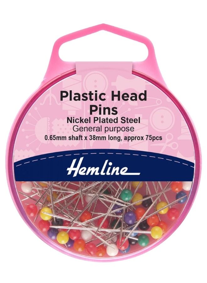 Hemline 75-Pieces Pearl Head Pins Nickel Plated Steel General Purpose 38 Millimeter Long 0.65 Millimeter Shaft - Image 1