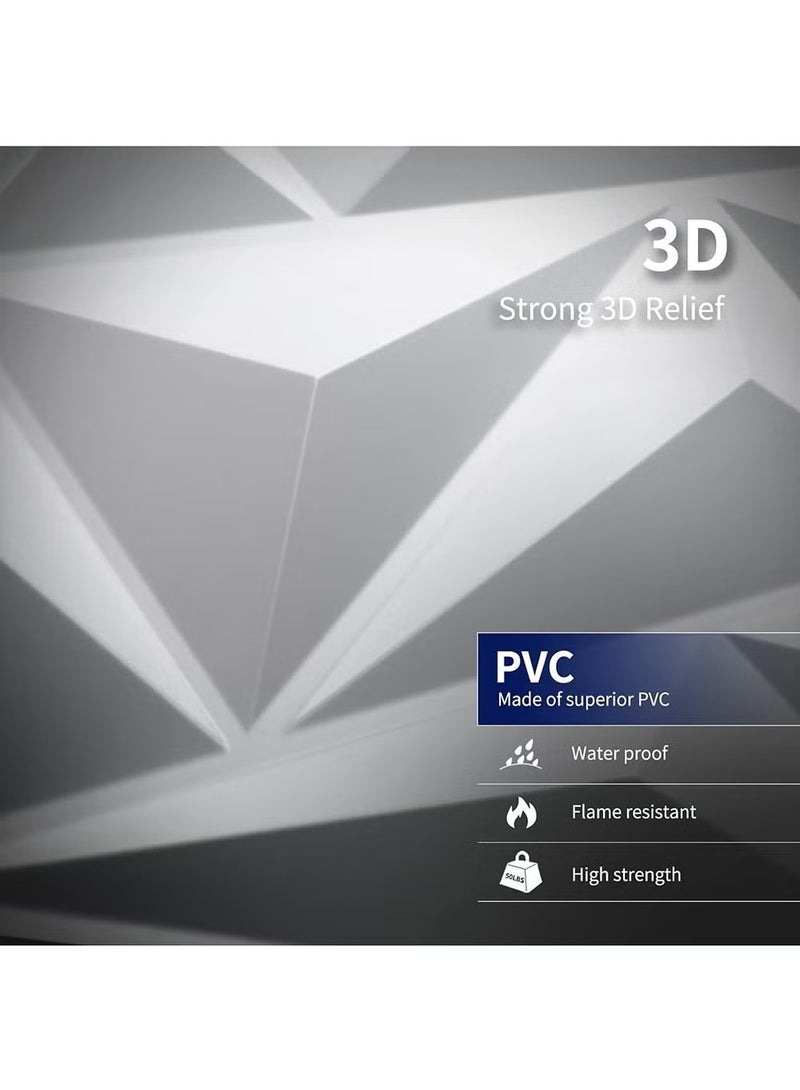ليشب 12 قطعة من لوحات الحائط ثلاثية الأبعاد ورق جدران بتصميم ماسي 3D زخرفي لتغطية الجدران في غرفة المعيشة أو الردهة أو غرفة النوم أو المكتب، كل منها 30x30 سم. - Image 2