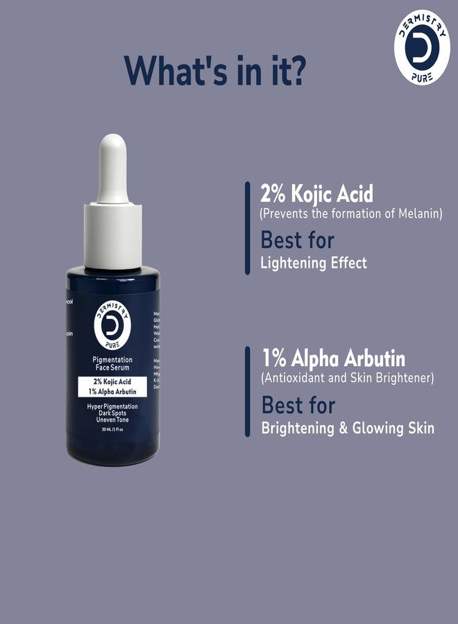 Dermistry Pure 2% Kojic Acid 1% Alpha Arbutin Face Serum & Kojic Acid Face Wash Combo for Pigmentation De-Tan Dark Spots Uneven Tone Glowing Skin - For Men & Women, All Skin Types - 130ml - Image 2