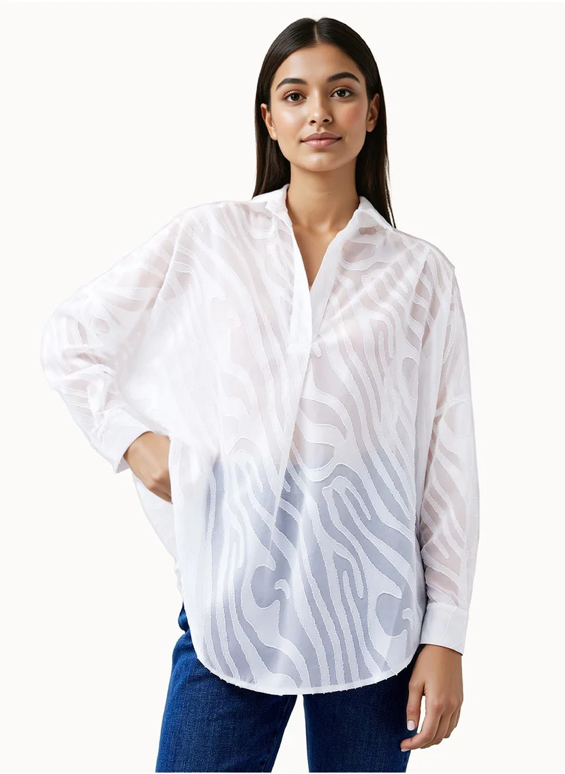 فرنش كونكشن Regular Polyester Collared Neck Shirt