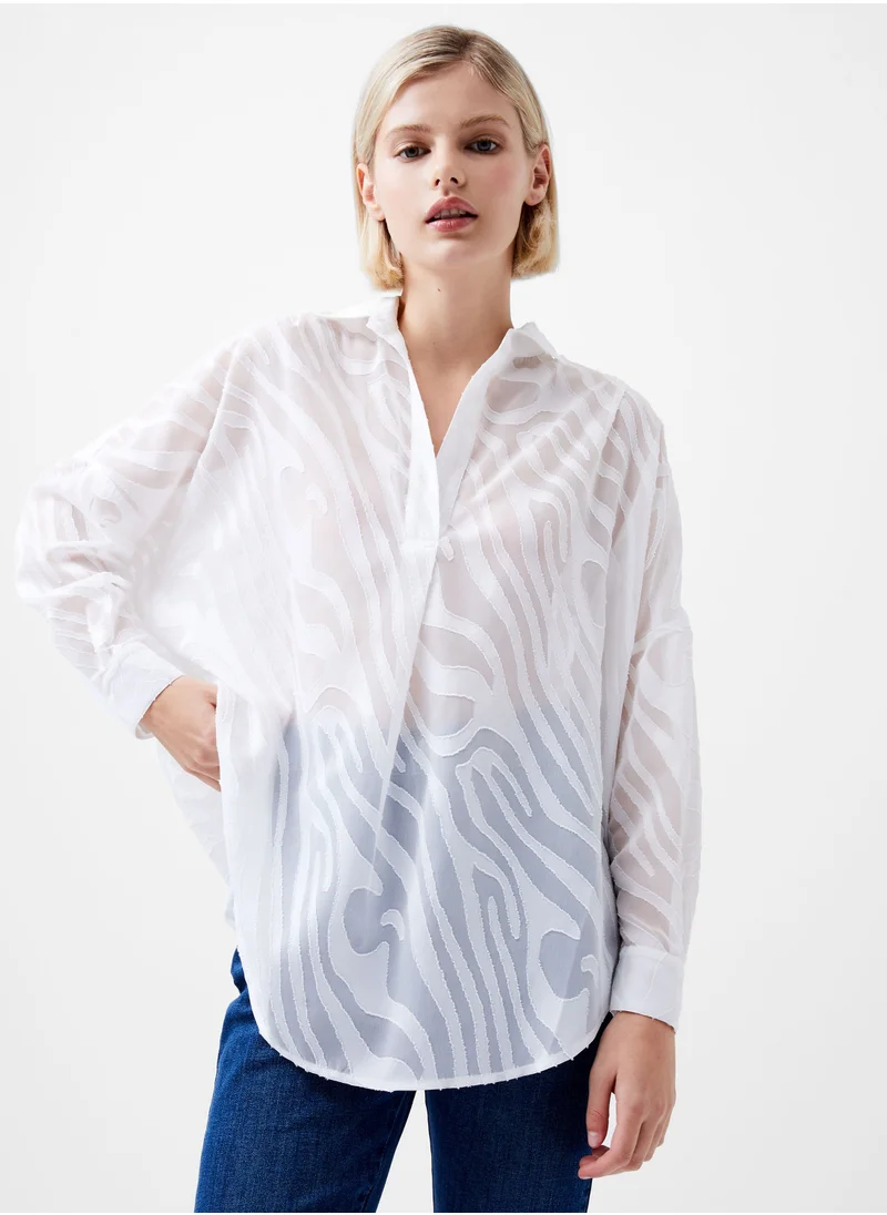 فرنش كونكشن Regular Polyester Collared Neck Shirt