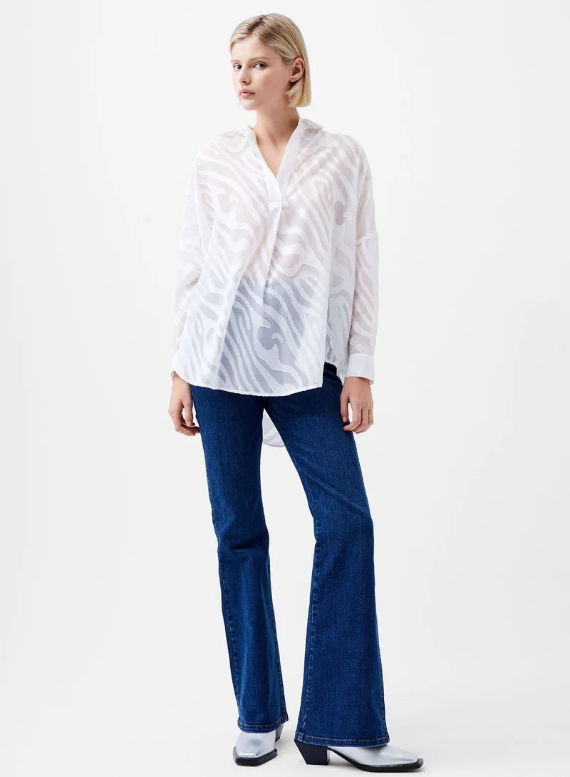 French Connection Zebra Devore Popover Shirt