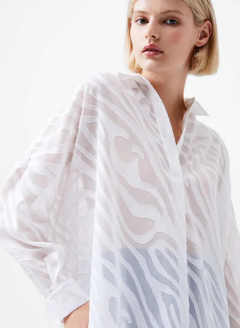 French Connection Winter White Zebra Devore Popover Shirt for Women | Best Price UAE