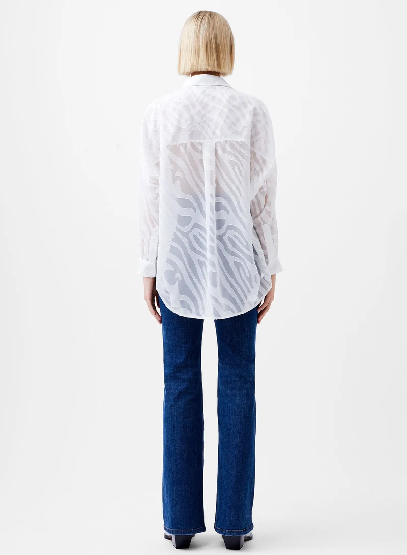 French Connection Winter White Zebra Devore Popover Shirt for Women | Best Price UAE