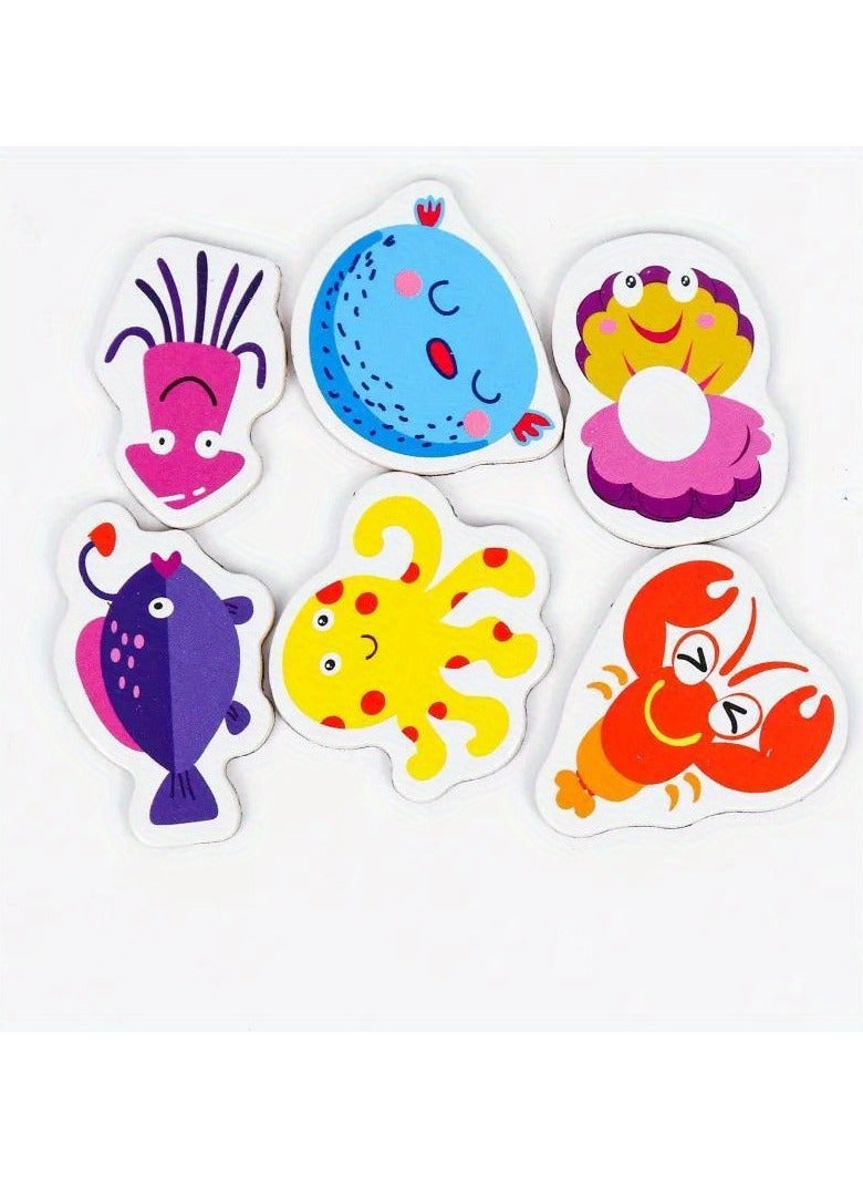 24pcs, Wooden Refrigerator Magnets, Cute Land Marine Animals Fridge Magnets, Children's early education puzzle magnetic sticker, Cute Decorative Magnets, Office Magnets, Personalized Fridge Magnet For Kitchen Office Whiteboard Locker Cabinet And Dishwasher, Kitchen Decoration, Home Decoration - Image 5