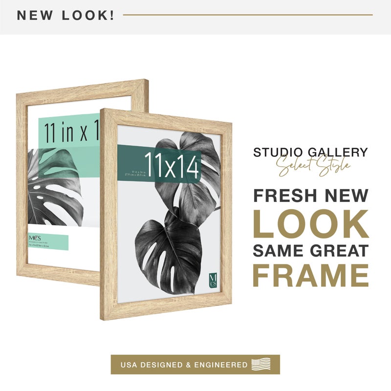 MCS Studio Gallery 11x14 Picture Frame Natural Woodgrain Engineered Wood, Rectangle Photo Frame for Photos, Posters & Art Prints (1-Pack) - Image 2