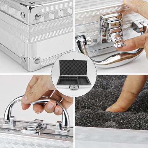 UPIQNG Aluminum Case with Lock Portable Metal Hard Suitcase Professional Clipper Case Aluminum Briefcase with Ripple Foam,Sliver (13.7x7.5x2.5Inch), Sliver, fashion - Image 3