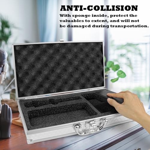 UPIQNG Aluminum Case with Lock Portable Metal Hard Suitcase Professional Clipper Case Aluminum Briefcase with Ripple Foam,Sliver (13.7x7.5x2.5Inch), Sliver, fashion - Image 5