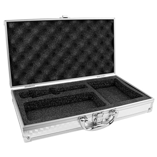 UPIQNG Aluminum Case with Lock Portable Metal Hard Suitcase Professional Clipper Case Aluminum Briefcase with Ripple Foam,Sliver (13.7x7.5x2.5Inch), Sliver, fashion - Image 1