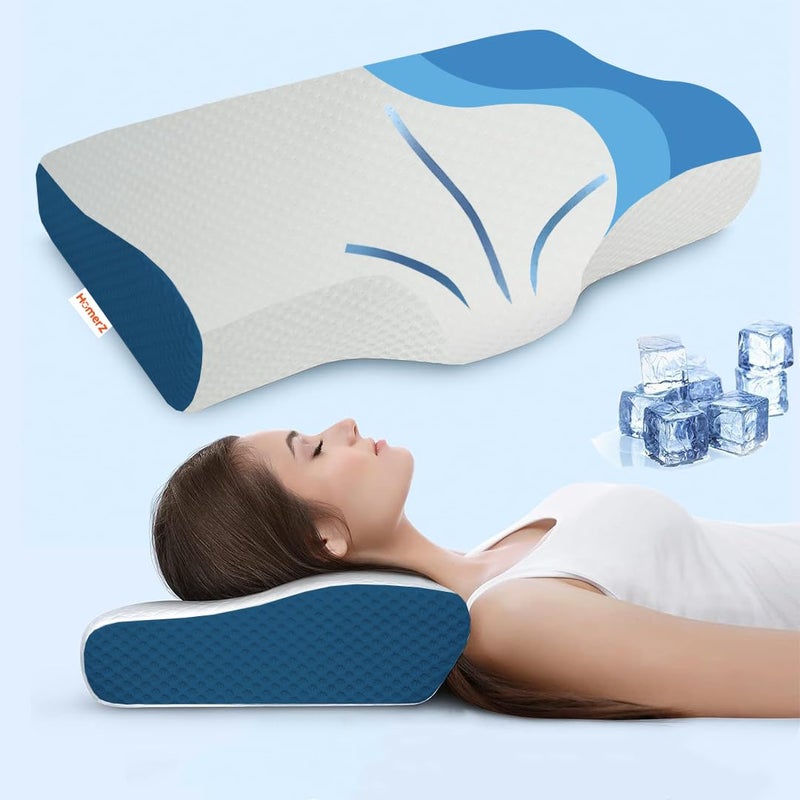 Homerz Premium Pack of 2 Orthopedic Cool Gel Infused Memory Foam Pillow for Neck and Shoulder Pain (Butterfly, Pack of 2) - Image 5