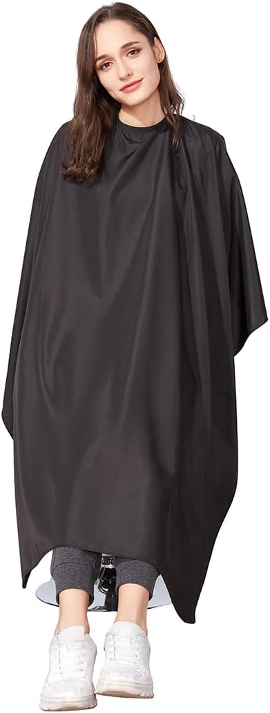 Mayitr Black Salon Hair Cutting Gown Barber Cape Cloth Waterproof Hairdressers Gown for Hair Styling Cutting and Coloring Styling
