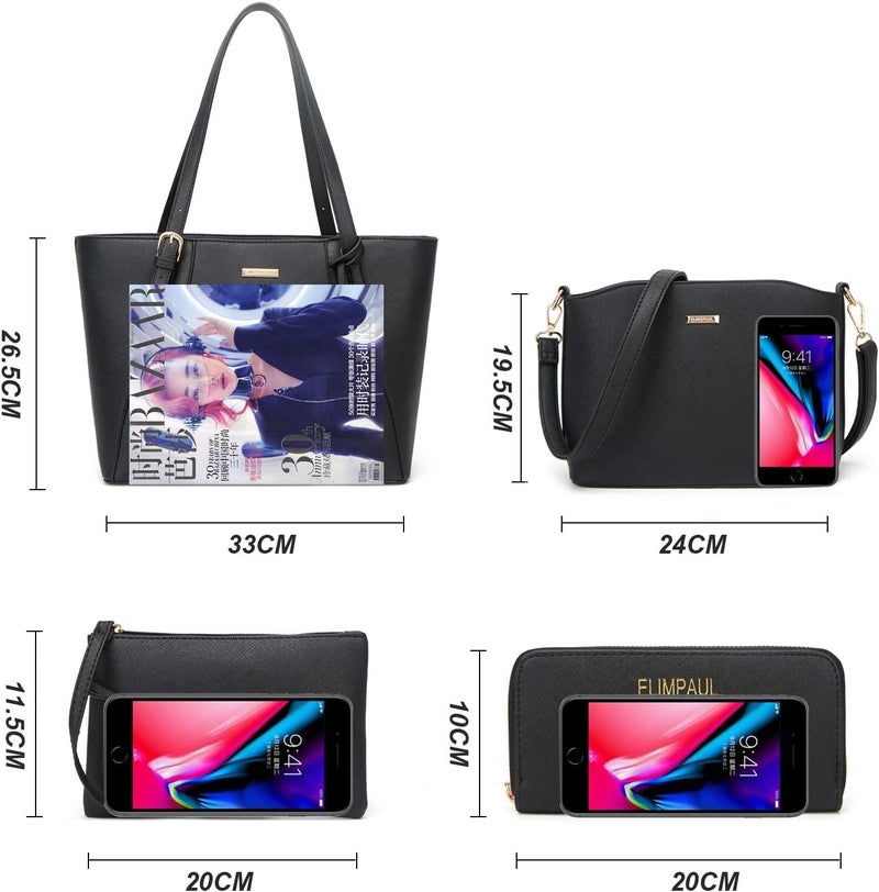 YTL Women Fashion Handbags Wallet Tote Bag Shoulder Bag Top Handle Satchel Purse Set 4pcs - Image 4