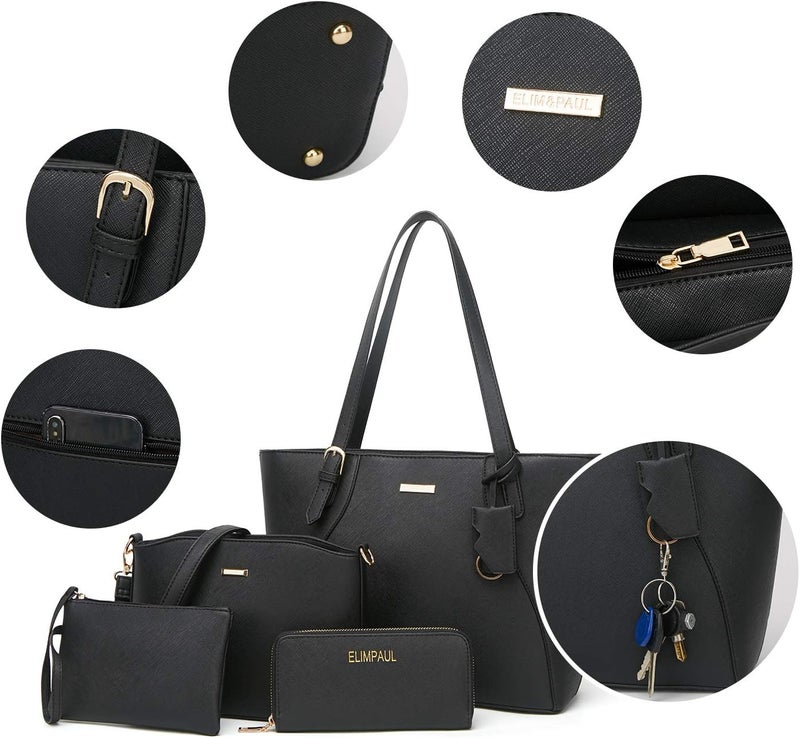 YTL Women Fashion Handbags Wallet Tote Bag Shoulder Bag Top Handle Satchel Purse Set 4pcs - Image 2