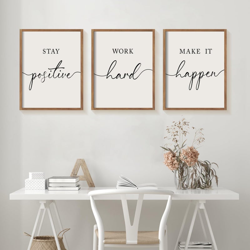 Heiple Motivational Wall Art 11"x14" Framed Wooden Inspirational Office Wall Decor for Men Picture Poster Positive Work Hard Quote Wall Decor for Home Office Bedroom (Brown, 11â€x14â€) - Image 2