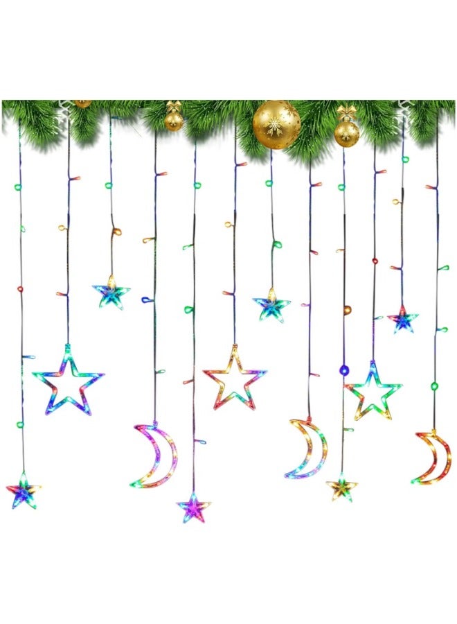 دريمزون ستارة LED على شكل قمر لتزيين غرفة النوم، ستارة LED لإضاءة الكريسماس لتزيين رمضان مع 8 أوضاع مقاومة للماء للديكور الداخلي والخارجي، متعددة الألوان - Image 2