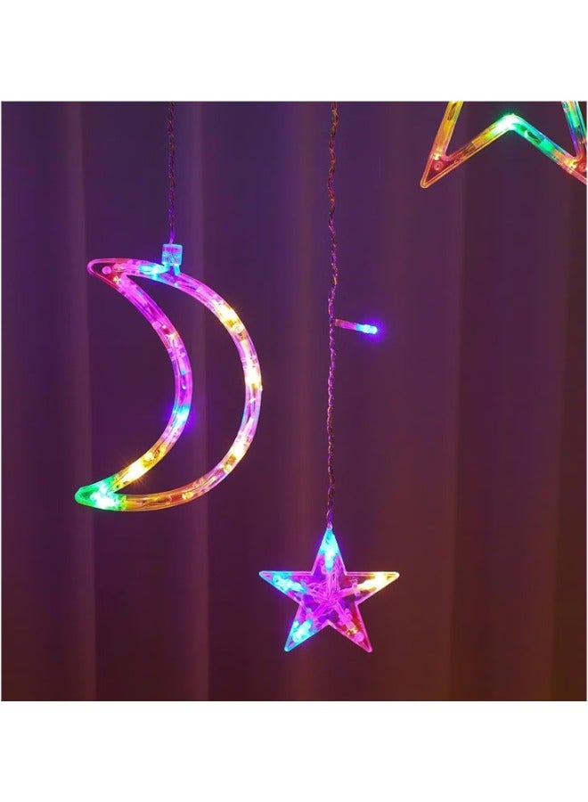 دريمزون ستارة LED على شكل قمر لتزيين غرفة النوم، ستارة LED لإضاءة الكريسماس لتزيين رمضان مع 8 أوضاع مقاومة للماء للديكور الداخلي والخارجي، متعددة الألوان - Image 3