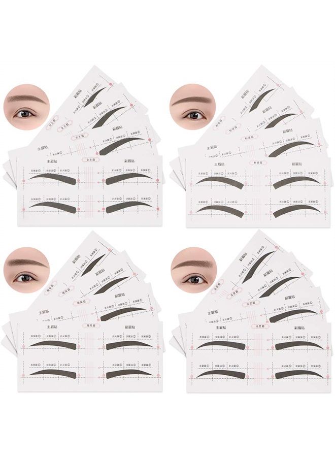 GOETOR 128 PCS Eyebrow Stencil 4 Styles Eyebrows Shaping Stickers Adjustable Eyebrow Grooming Template DIY Brows Guide Makeup Tool - Image 1