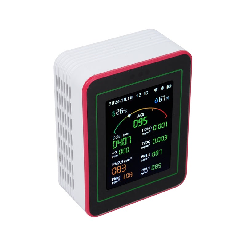 15-in-1 Air Quality Monitor Smart Air Quality Tester with CO/CO2/HCHO/TVOC/AQI/PM0.3/PM1.0/PM2.5/PM10/Temperature/Humidity/Time/Alarm Clock/Timer/Countdown Timer Mobile APP WiFi for Home & Office - Image 2