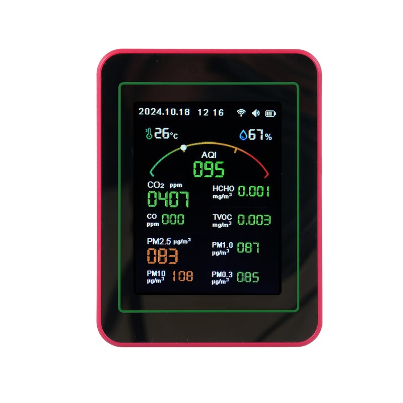 15-in-1 Air Quality Monitor Smart Air Quality Tester with CO/CO2/HCHO/TVOC/AQI/PM0.3/PM1.0/PM2.5/PM10/Temperature/Humidity/Time/Alarm Clock/Timer/Countdown Timer Mobile APP WiFi for Home & Office - Image 5